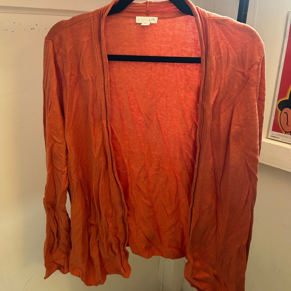 J. Jill Vibrant Orange Open-Front Cardigan